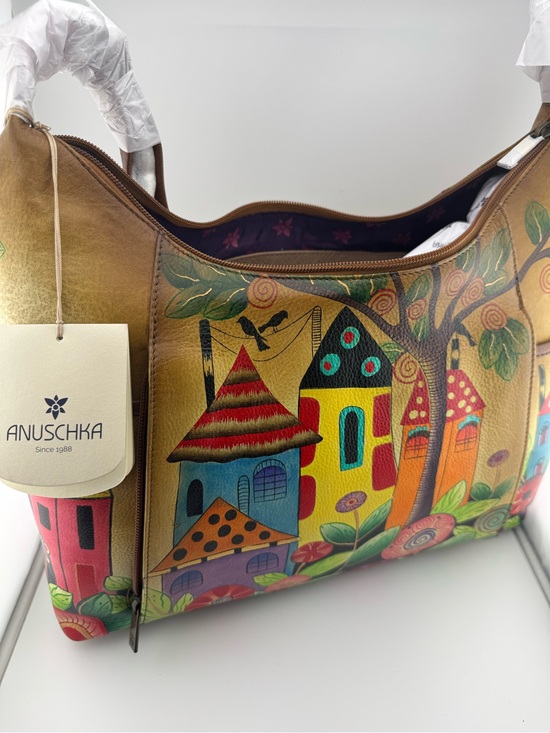 Anuschka Hand-Painted Multi-Color Leather Shoulder Bag